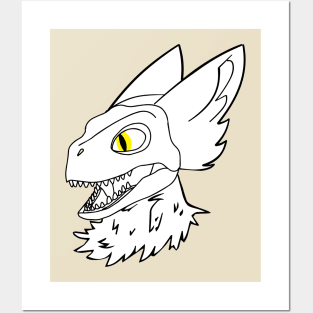 Dino head with ears Fursuit Furry Skull Dog Fursona drawing Posters and Art